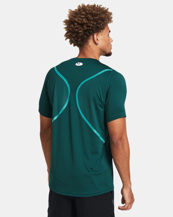 Men's HeatGear® Fitted Graphic Short Sleeve, Blue, pdpMainDesktop image number 1
